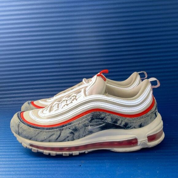 Size 9- Women's Nike Air Max 97 Washed Denim Blue White Red Sneakers DV2180-900 - Picture 2 of 8